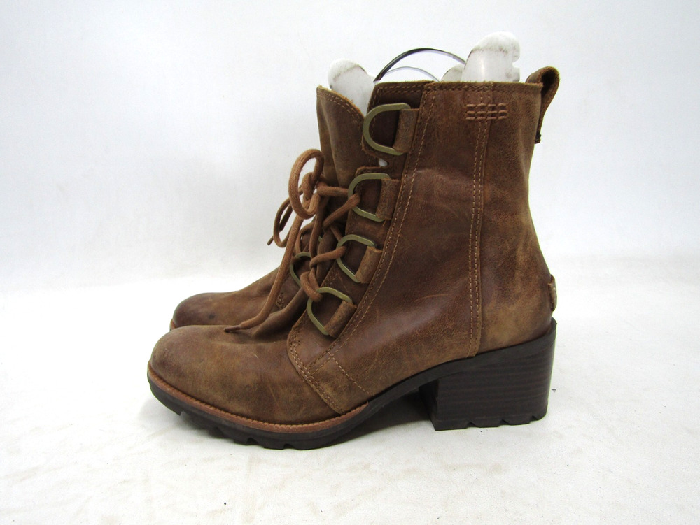 Sorel Womens Size 7.5 Brown Suede Lace Up Ankle Fashion Boots Bootie